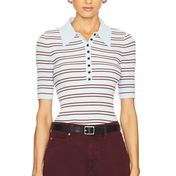 A.L.C. Sydney Top in Ice Water & Sequoia - Picture 1 of 7